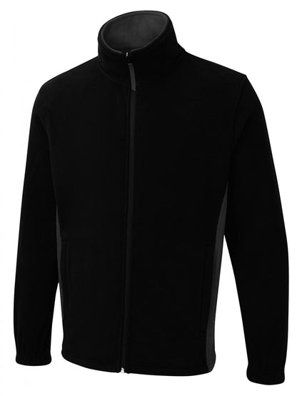 Two Tone Full Zip Fleece Jacket - UC617 - Black Charcoal - Customisable Jacket