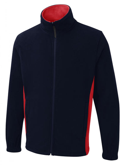 Two Tone Full Zip Fleece Jacket - UC617 - Navy Red - Customisable Jacket