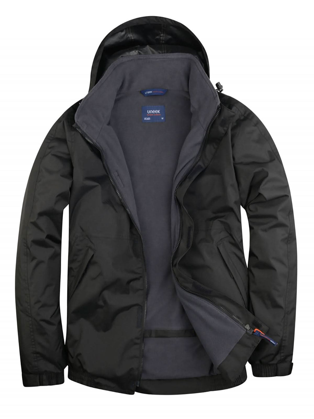 Uneek Premium Outdoor Jacket UC620 - Black Grey - Customisable Jackets