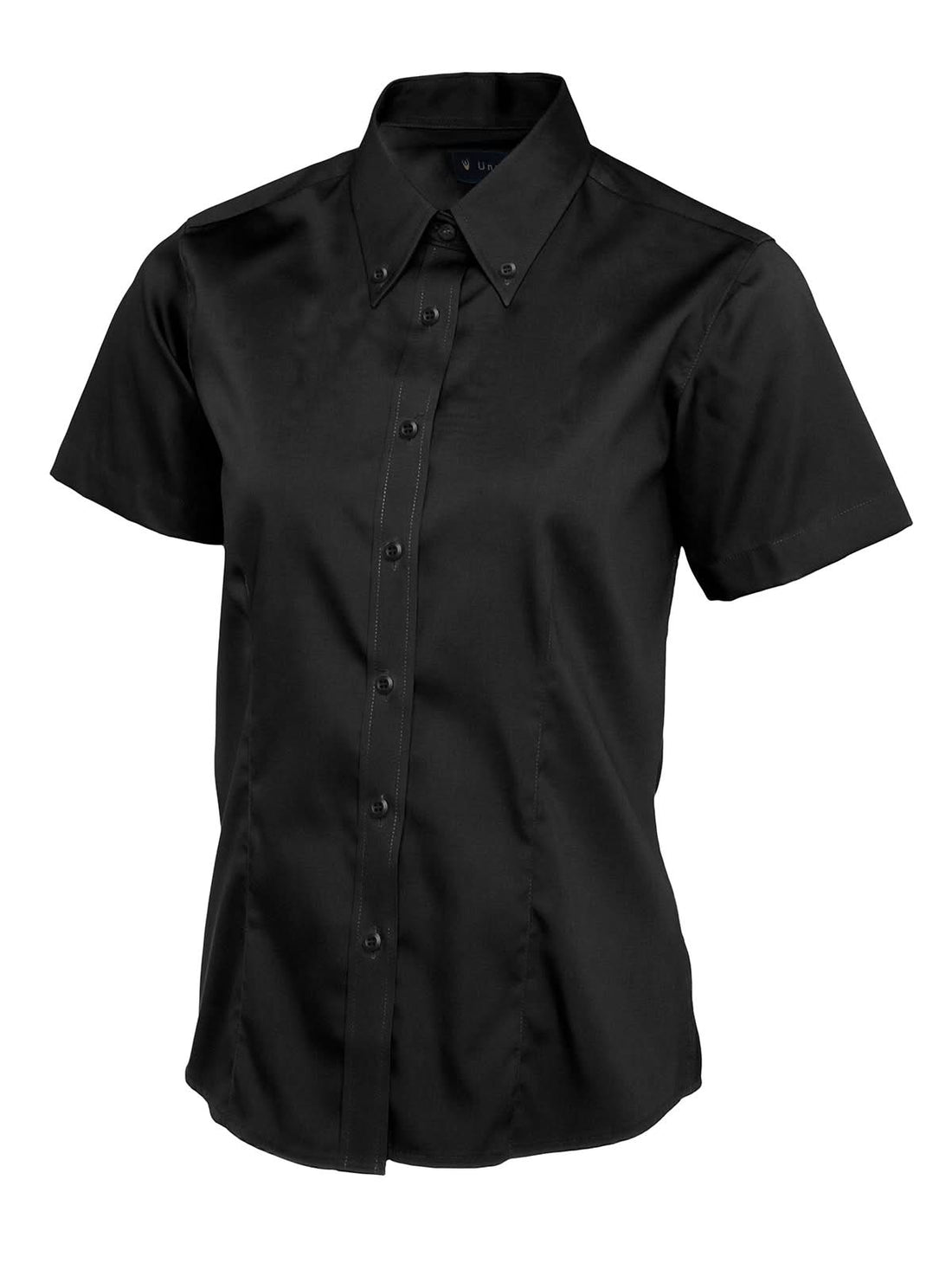 Uneek Ladies Pinpoint Oxford Half Sleeve Shirt UC704 - Black - Customisable Shirts