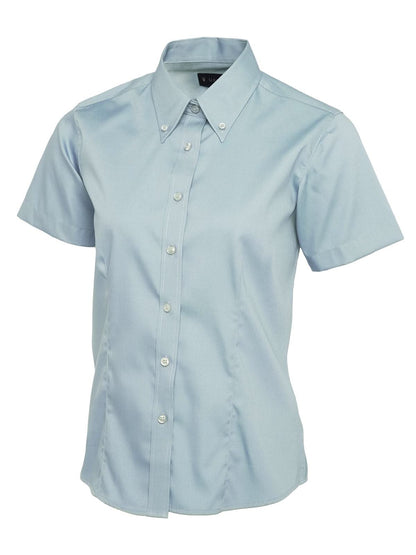 Uneek Ladies Pinpoint Oxford Half Sleeve Shirt UC704 - Light Blue - Customisable Shirts