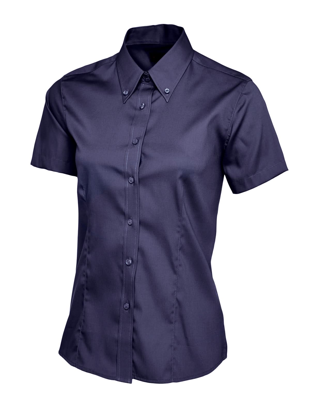 Uneek Ladies Pinpoint Oxford Half Sleeve Shirt UC704 - Navy - Customisable Shirts