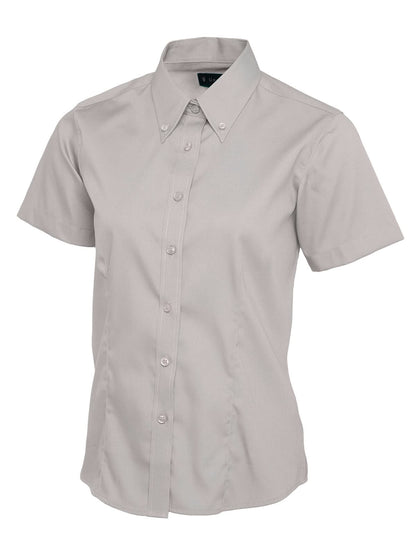 Uneek Ladies Pinpoint Oxford Half Sleeve Shirt UC704 - Silver Grey - Customisable Shirts