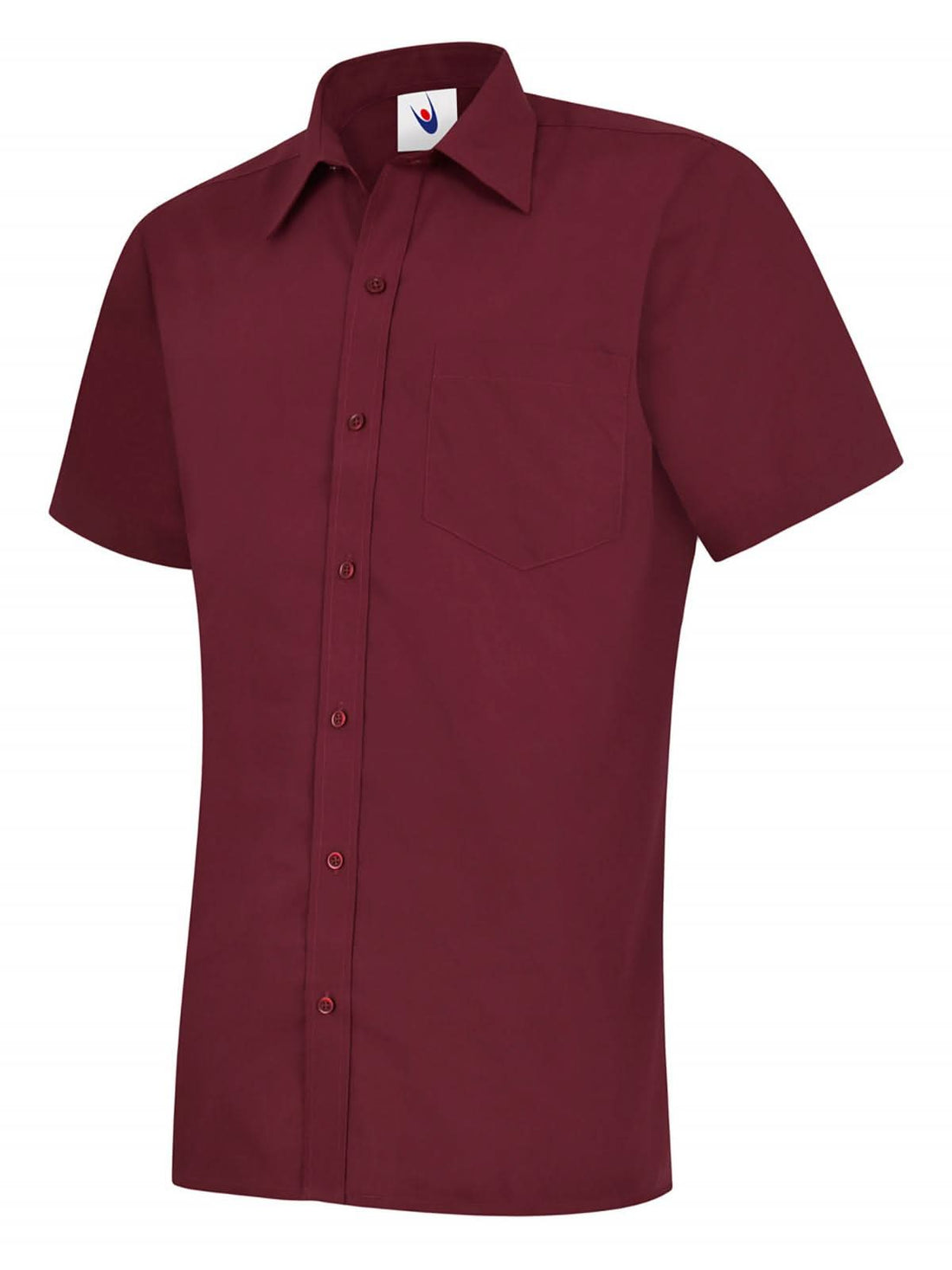 Uneek Mens Poplin Half Sleeve Shirt Burgundy UC710 - Burgundy - Customisable Shirts