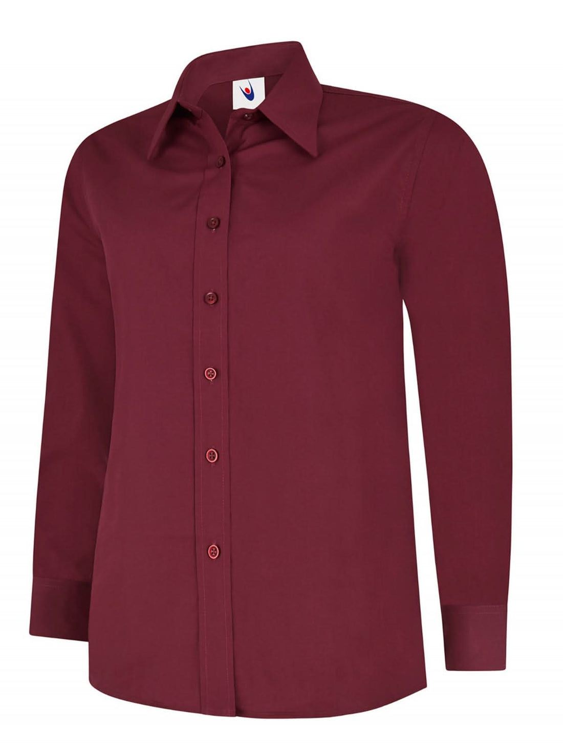 Uneek Ladies Poplin Full Sleeve Shirt UC711 - Burgundy - Customisable Shirts