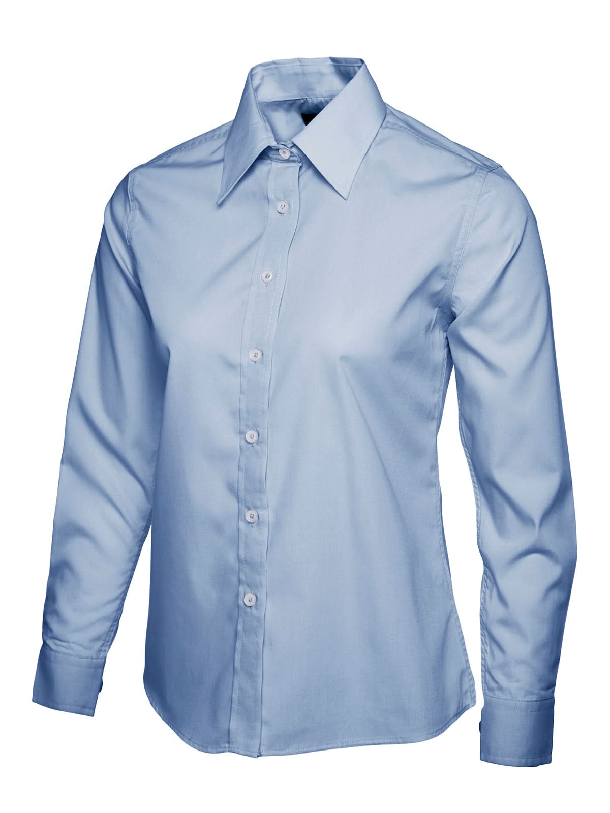 Uneek Ladies Poplin Full Sleeve Shirt UC711 - Light Blue - Customisable Shirts