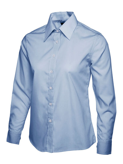 Uneek Ladies Poplin Full Sleeve Shirt UC711 - Light Blue - Customisable Shirts