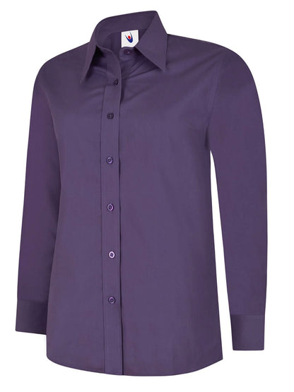 Uneek Ladies Poplin Full Sleeve Shirt UC711 - Purple - Customisable Shirts