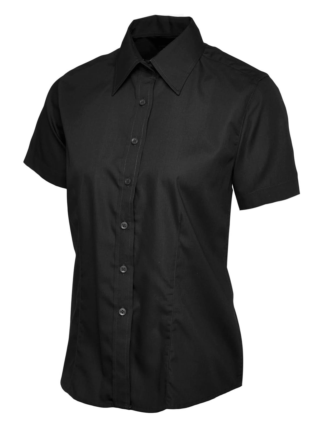 Uneek Ladies Poplin Half Sleeve Shirt UC712 - Black - Customisable Shirts