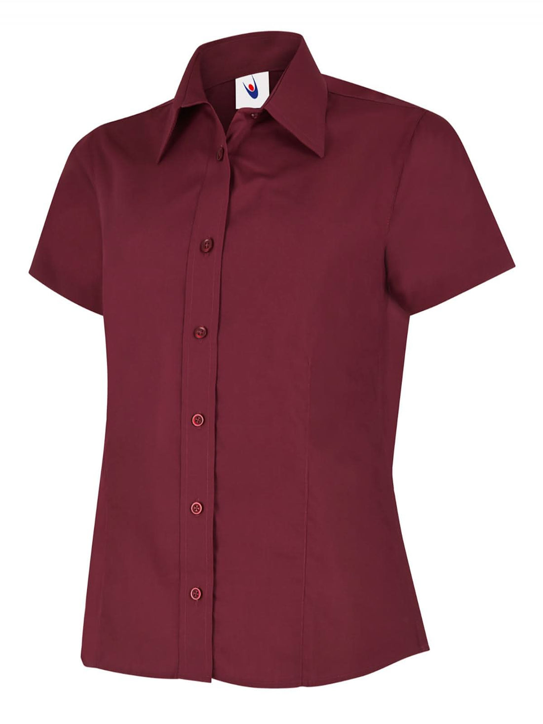 Uneek Ladies Poplin Half Sleeve Shirt UC712 - Burgundy - Customisable Shirts