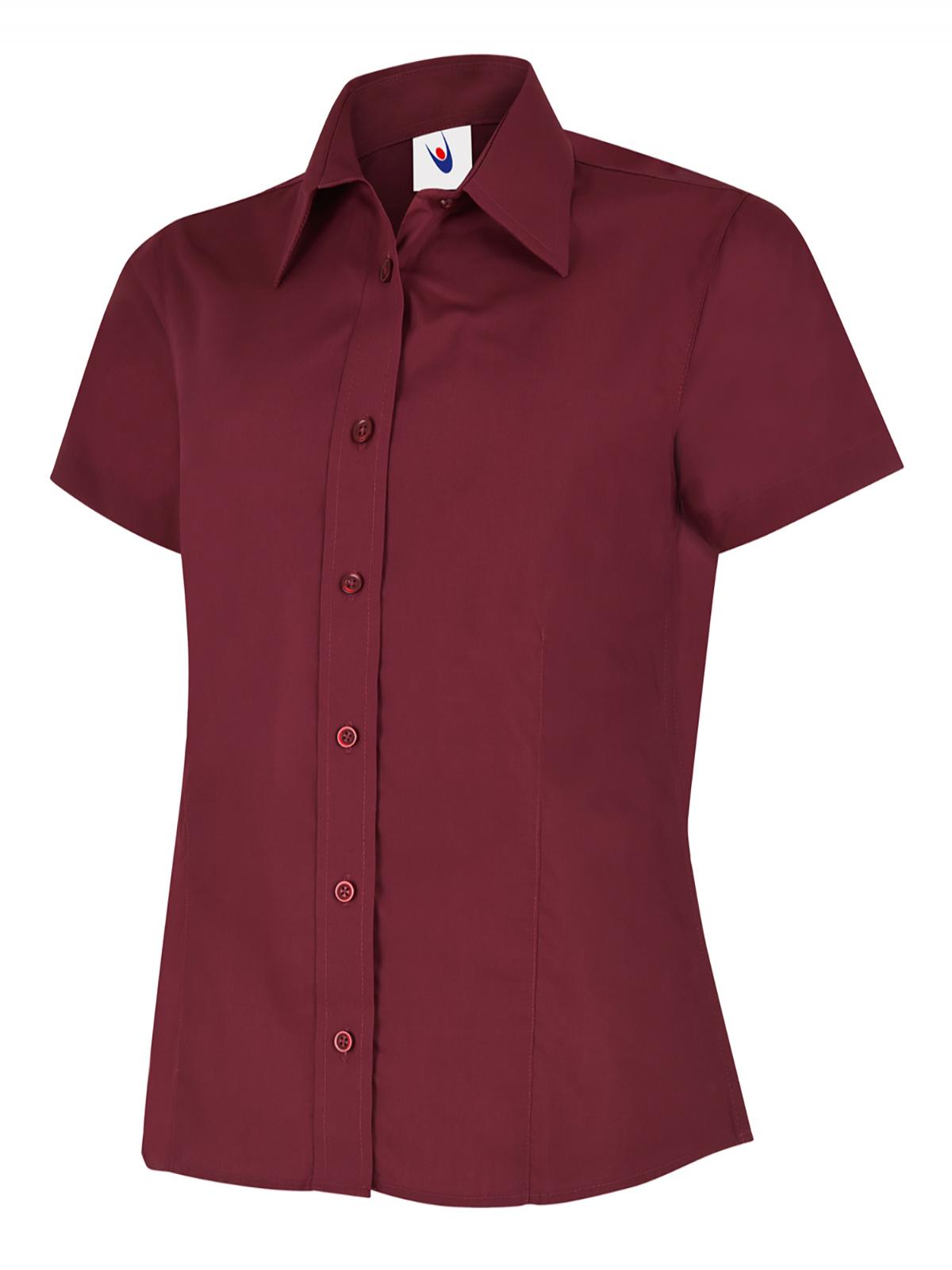 Ladies Poplin Half Sleeve Shirt - UC712 - Burgundy - Customisable Shirts