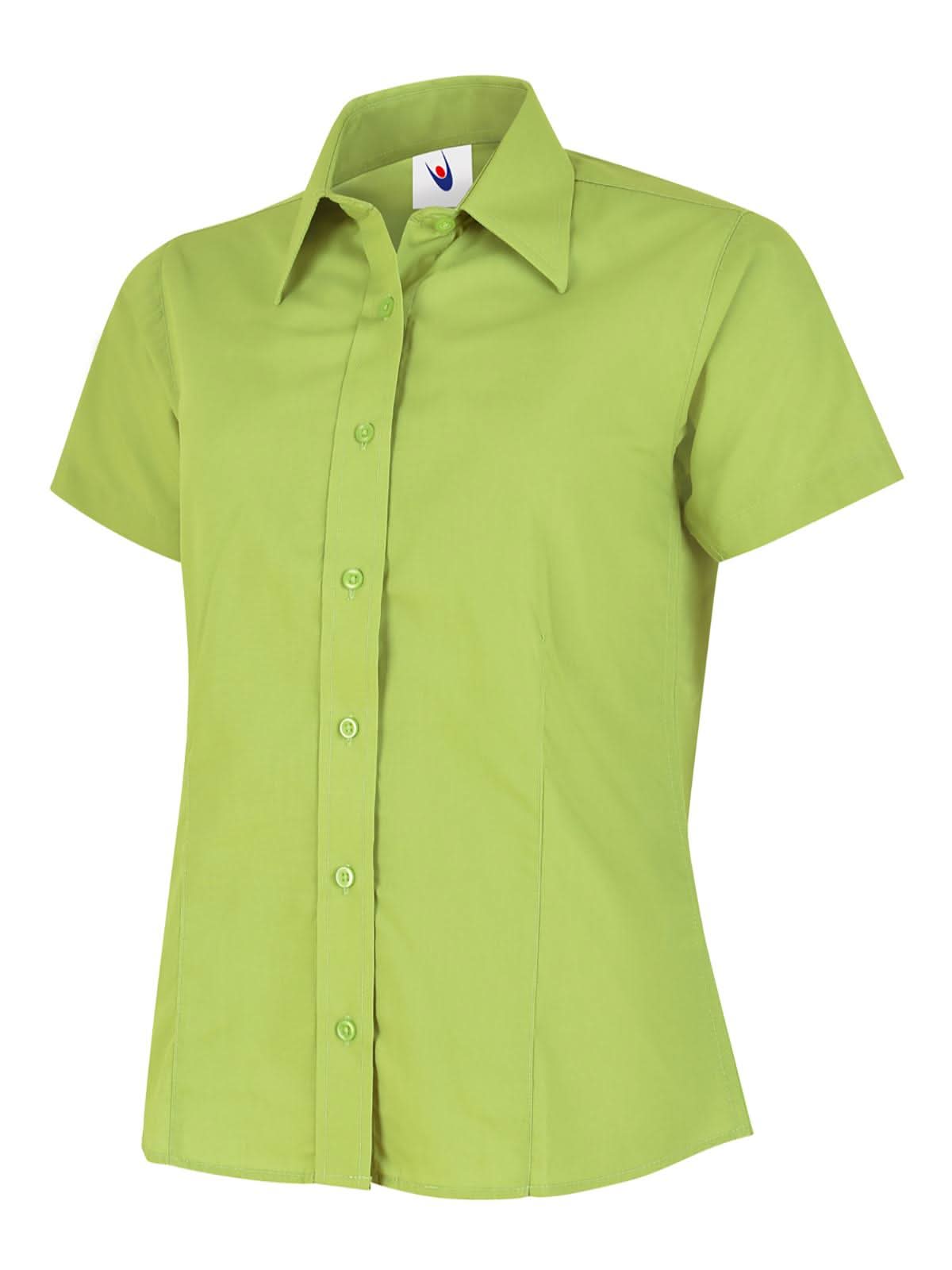 Uneek Ladies Poplin Half Sleeve Shirt UC712 - Lime - Customisable Shirts
