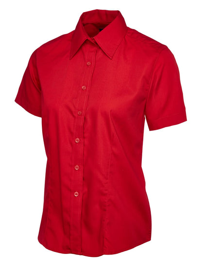Uneek Ladies Poplin Half Sleeve Shirt UC712 - Red - Customisable Shirts