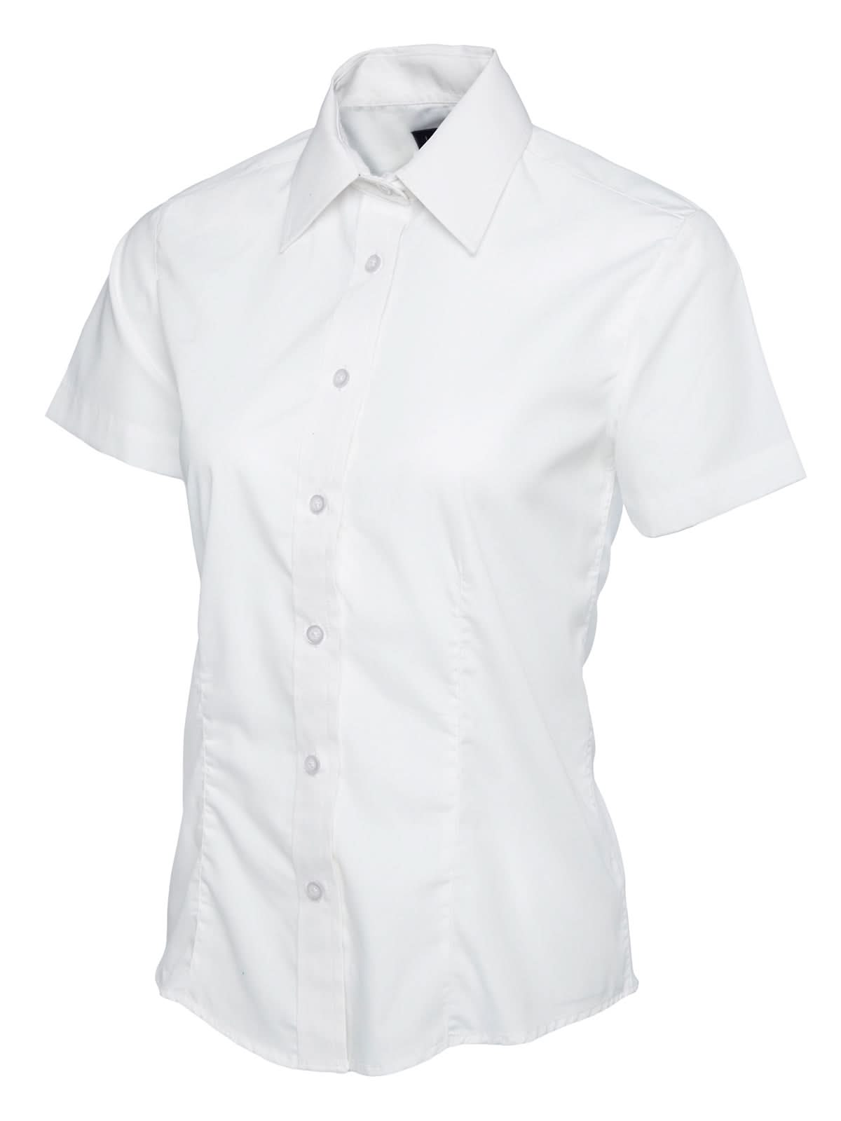Uneek Ladies Poplin Half Sleeve Shirt UC712 - White - Customisable Shirts