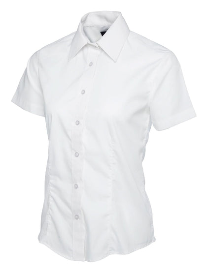 Uneek Ladies Poplin Half Sleeve Shirt UC712 - White - Customisable Shirts