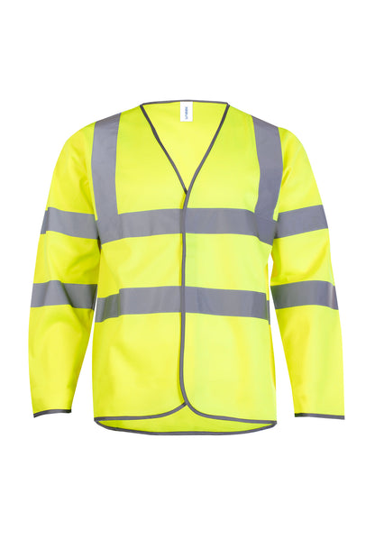 Long Sleeve Hi Vis Safety Waistcoat - UC802 - Yellow - Customisable Hi-Vis Vest