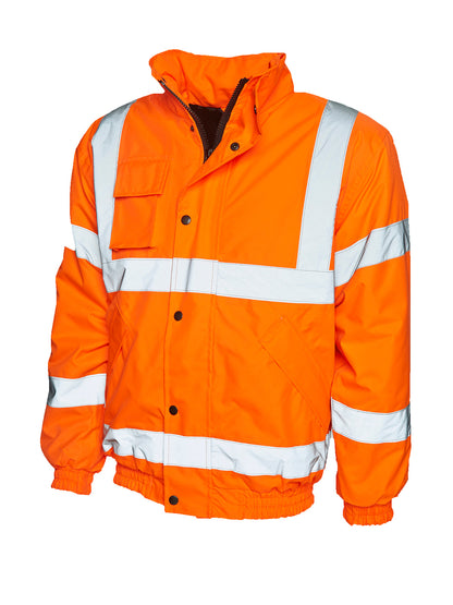 Hi Vis Bomber Jacket - UC804 - Orange - Customisable Jacket