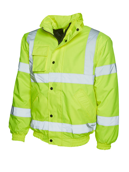 Hi Vis Bomber Jacket - UC804 - Yellow - Customisable Jacket