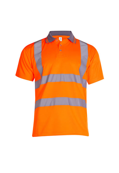 Hi Vis Short Sleeve Polo Shirt - UC808 - Orange - Customisable Hi-Vis Polos
