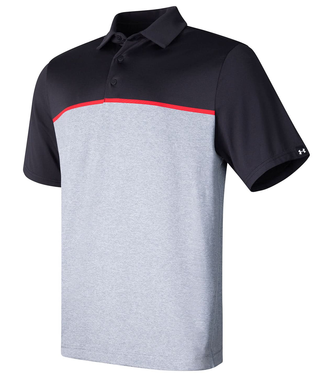 Under Armour Golf Playoff 30 Stripe Polo Lb Edge Lit UG003 - Black Red Black - Customisable Polos