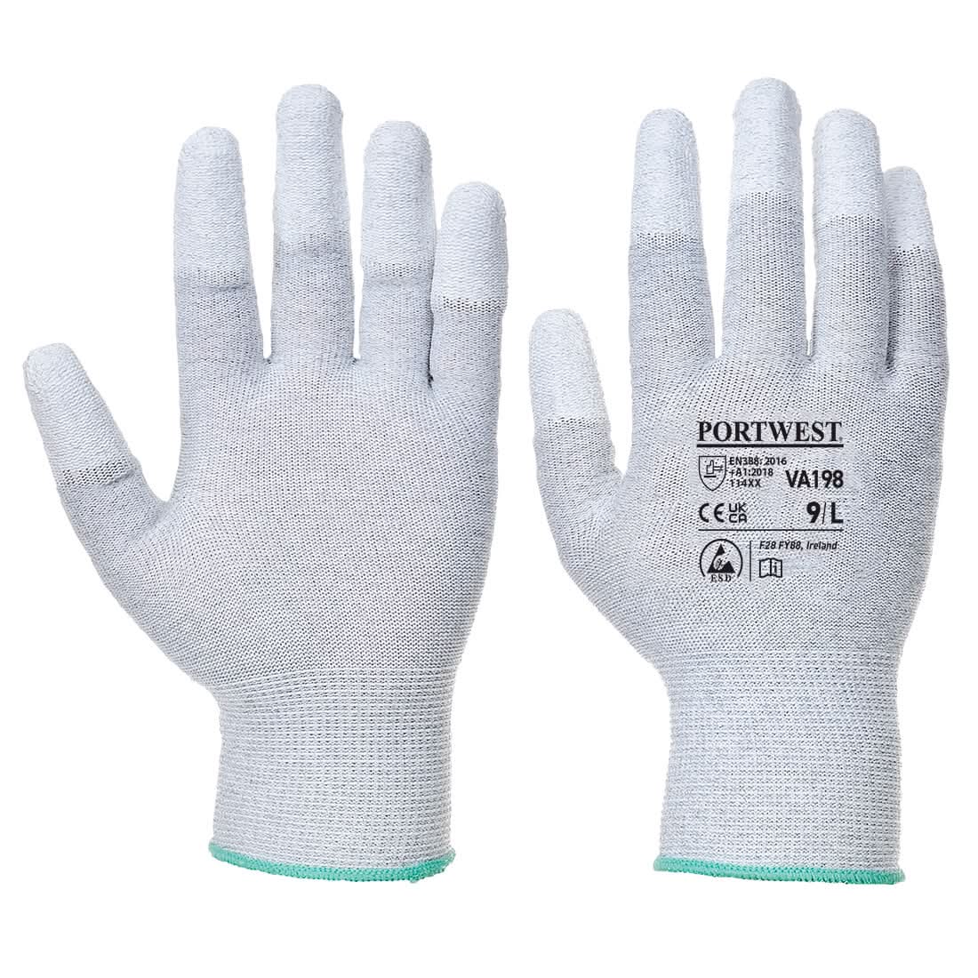 Portwest Vending Antistatic Pu Fingertip Glove VA198 - Grey - Customisable Hand Protection