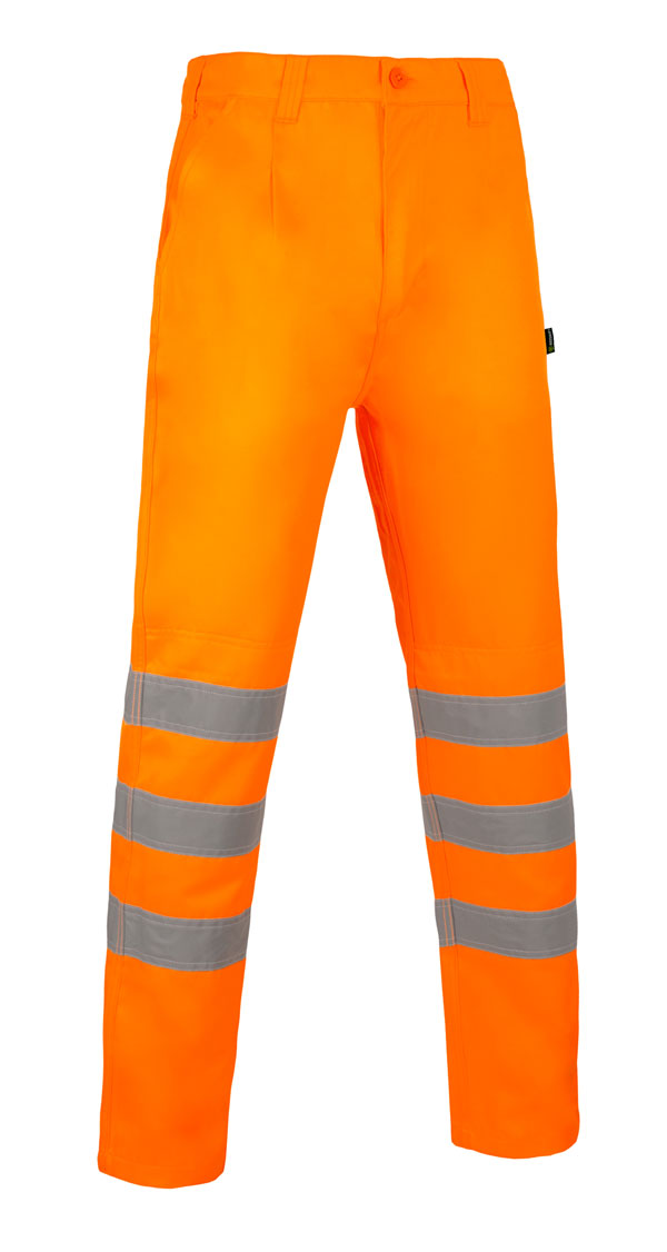 Beeswift Vital Hi Vis Rail Spec Trousers - Orange - Customisable Trousers