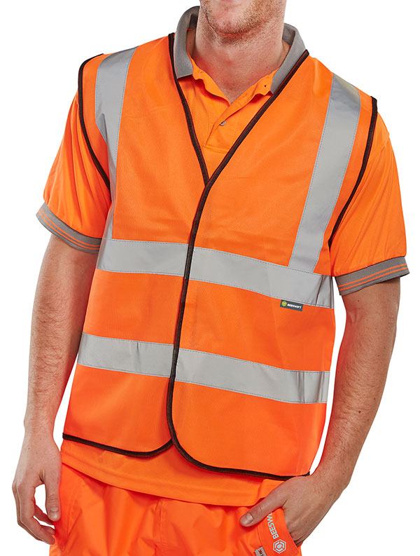 Beeswift Essential Bulk Buy Hi Vis Vest (Pack Of ) - Orange - Customisable Waistcoats / Vests