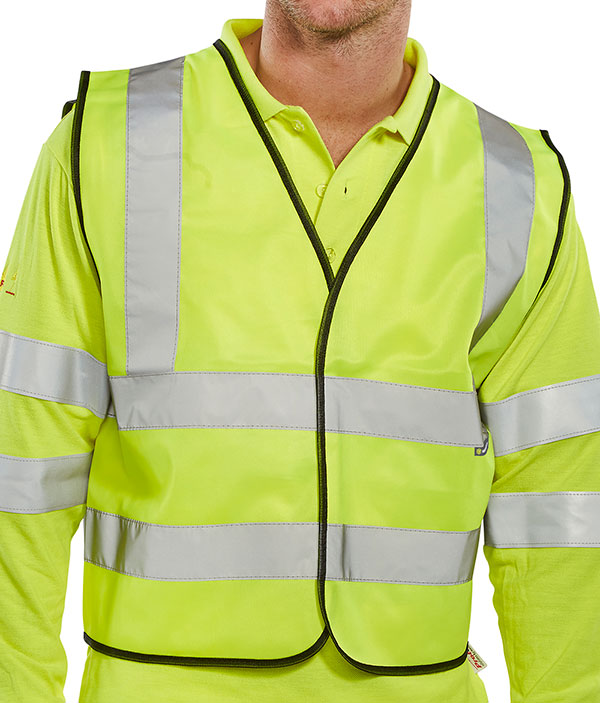 Beeswift Hi Vis Vest Short Length - Saturn Yellow - Customisable Waistcoats / Vests