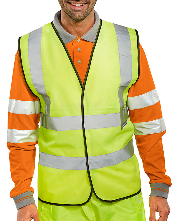 Beeswift Essential Bulk Buy Hi Vis Vest (Pack Of ) - Saturn Yellow - Customisable Waistcoats / Vests