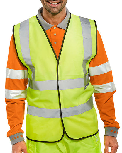 Beeswift Essential Bulk Buy Hi Vis Vest (Pack Of ) - Saturn Yellow - Customisable Waistcoats / Vests