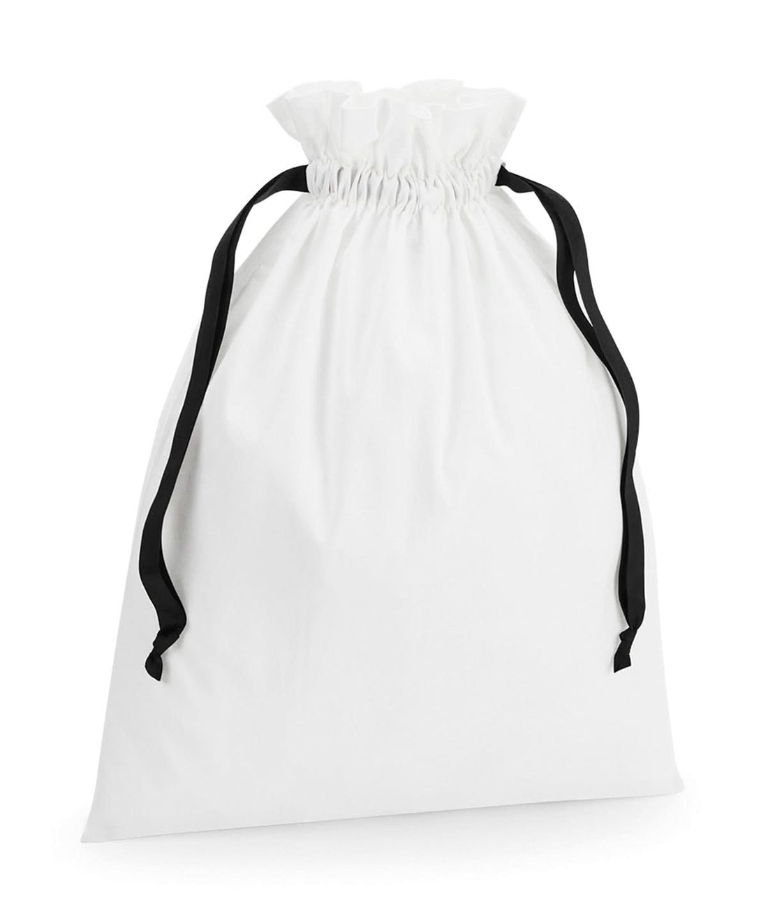 Westford Mill Cotton Gift Bag With Ribbon Drawstring WM121 - Soft White Black - Customisable Bags