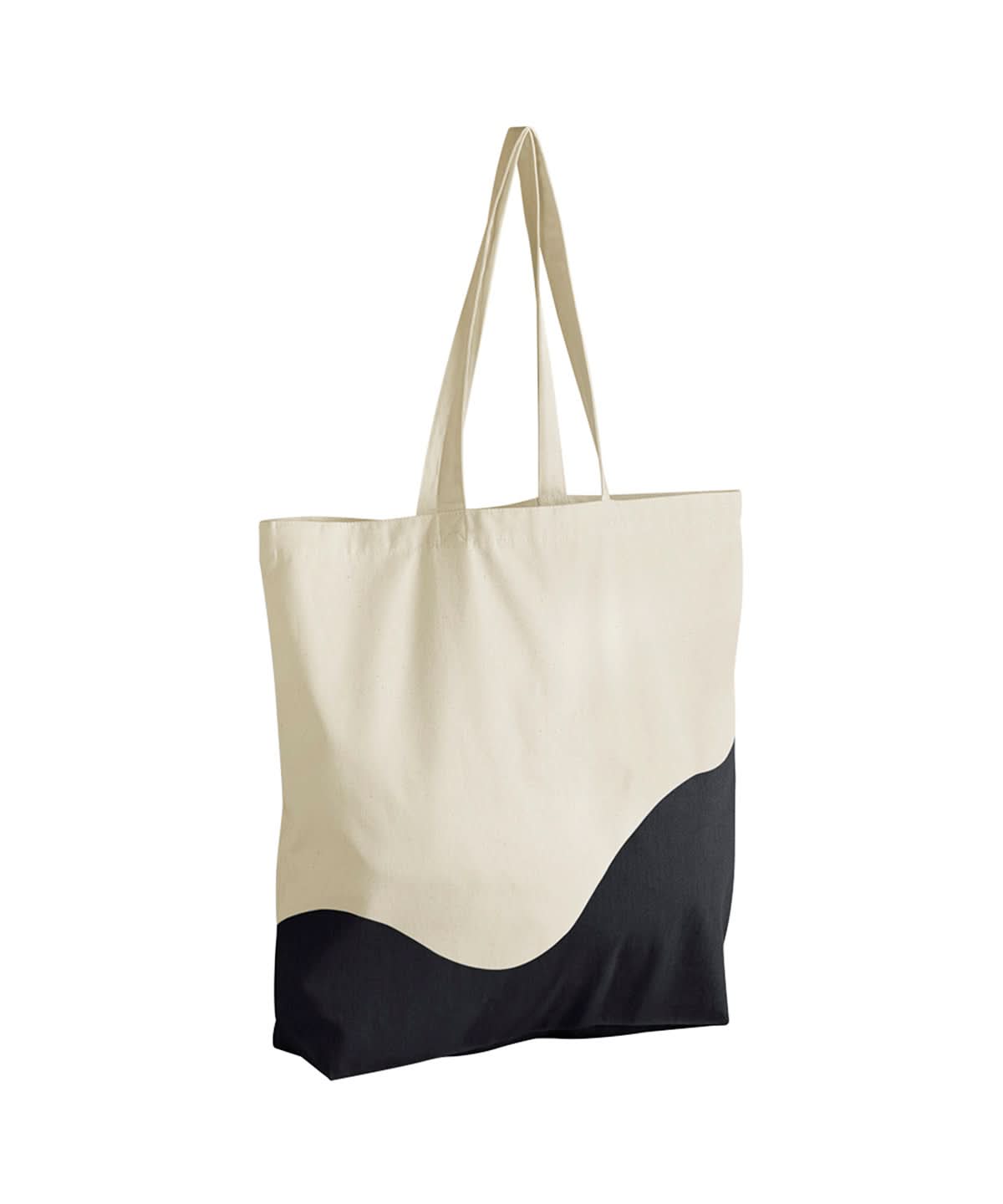 Westford Mill Organic Cotton Wave Print Maxi Tote WM235 - Natural Black One size - Customisable Bags