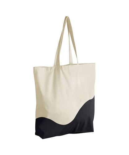 Westford Mill Organic Cotton Wave Print Maxi Tote WM235 - Natural Black One size - Customisable Bags