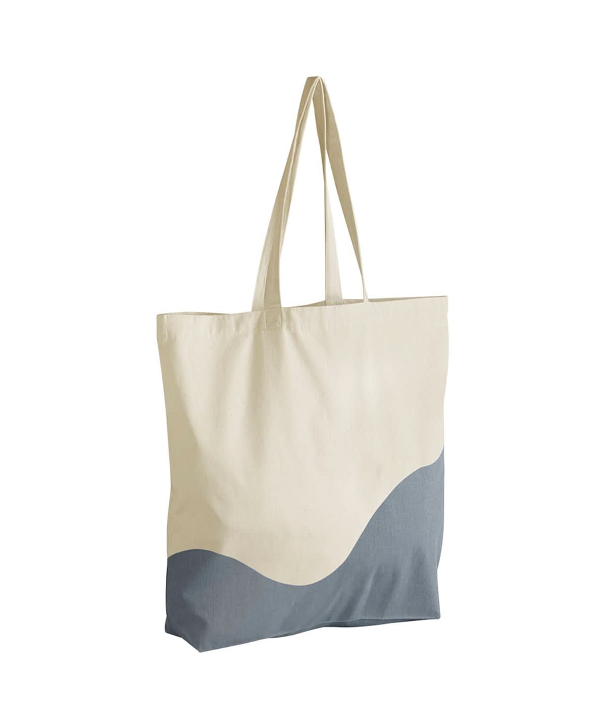 Westford Mill Organic Cotton Wave Print Maxi Tote WM235 - Natural Blue Grey One size - Customisable Bags