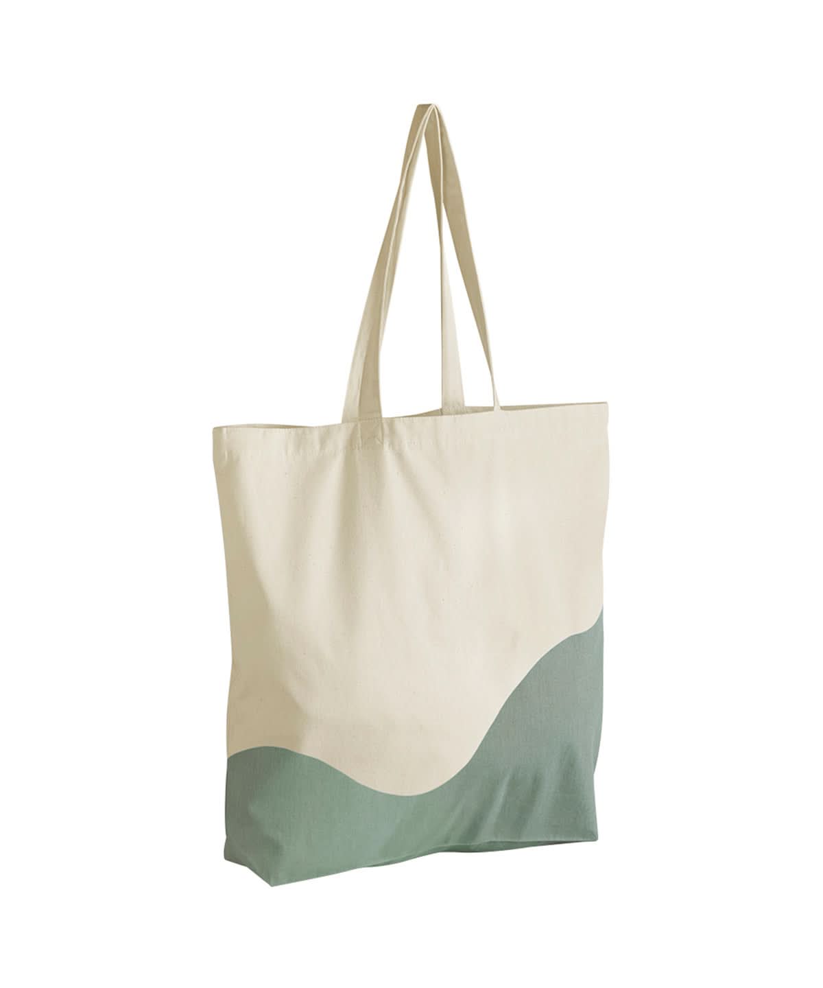 Westford Mill Organic Cotton Wave Print Maxi Tote WM235 - Natural Dusty Green One size - Customisable Bags