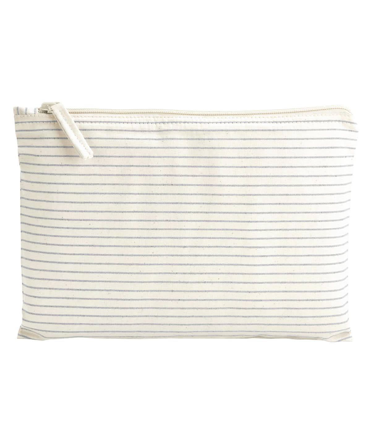 Westford Mill Striped Organic Accessory Pouch WM253 - Grey Stripe - Customisable Bags