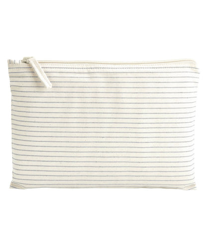 Westford Mill Striped Organic Accessory Pouch WM253 - Grey Stripe - Customisable Bags