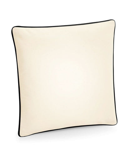 Westford Mill Fairtrade Cotton Piped Cushion Cover WM355 - Natural Black One Size - Customisable Cushion Covers
