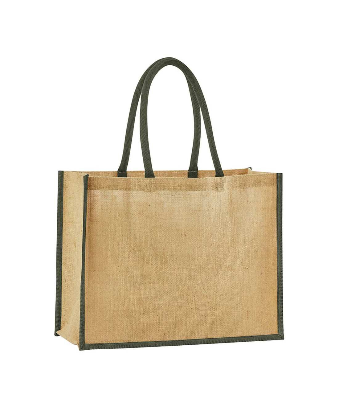 Westford Mill Natural Starched Jute Classic Shopper WM470 - Natural Olive Green One size - Customisable Bags