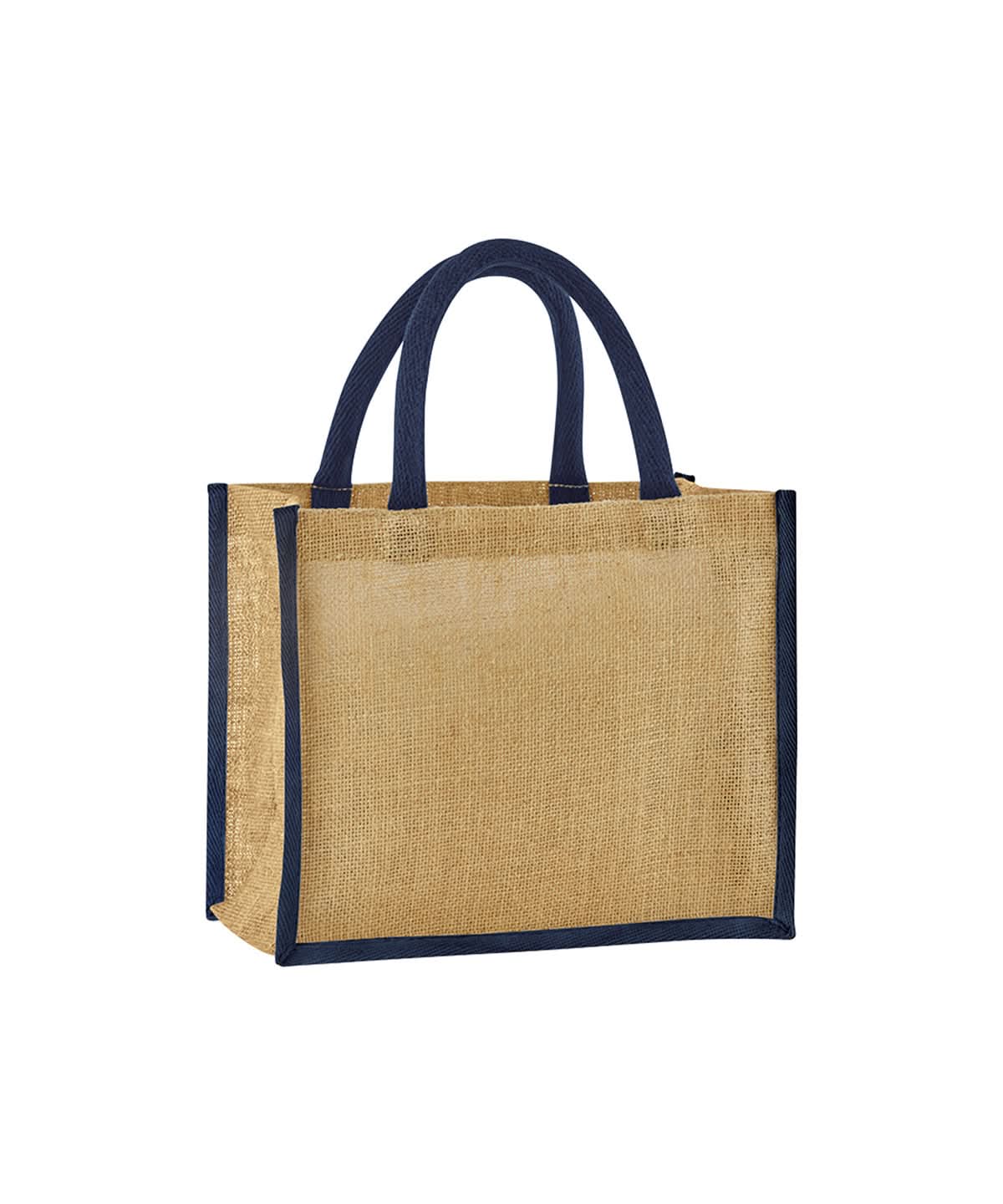 Westford Mill Natural Starched Jute Midi Tote WM473 - Natural Navy One size - Customisable Bags