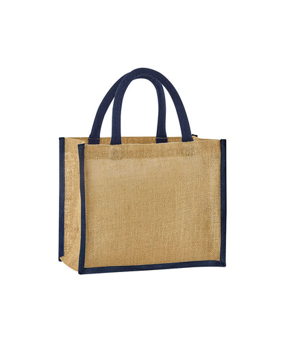 Westford Mill Natural Starched Jute Midi Tote WM473 - Natural Navy One size - Customisable Bags