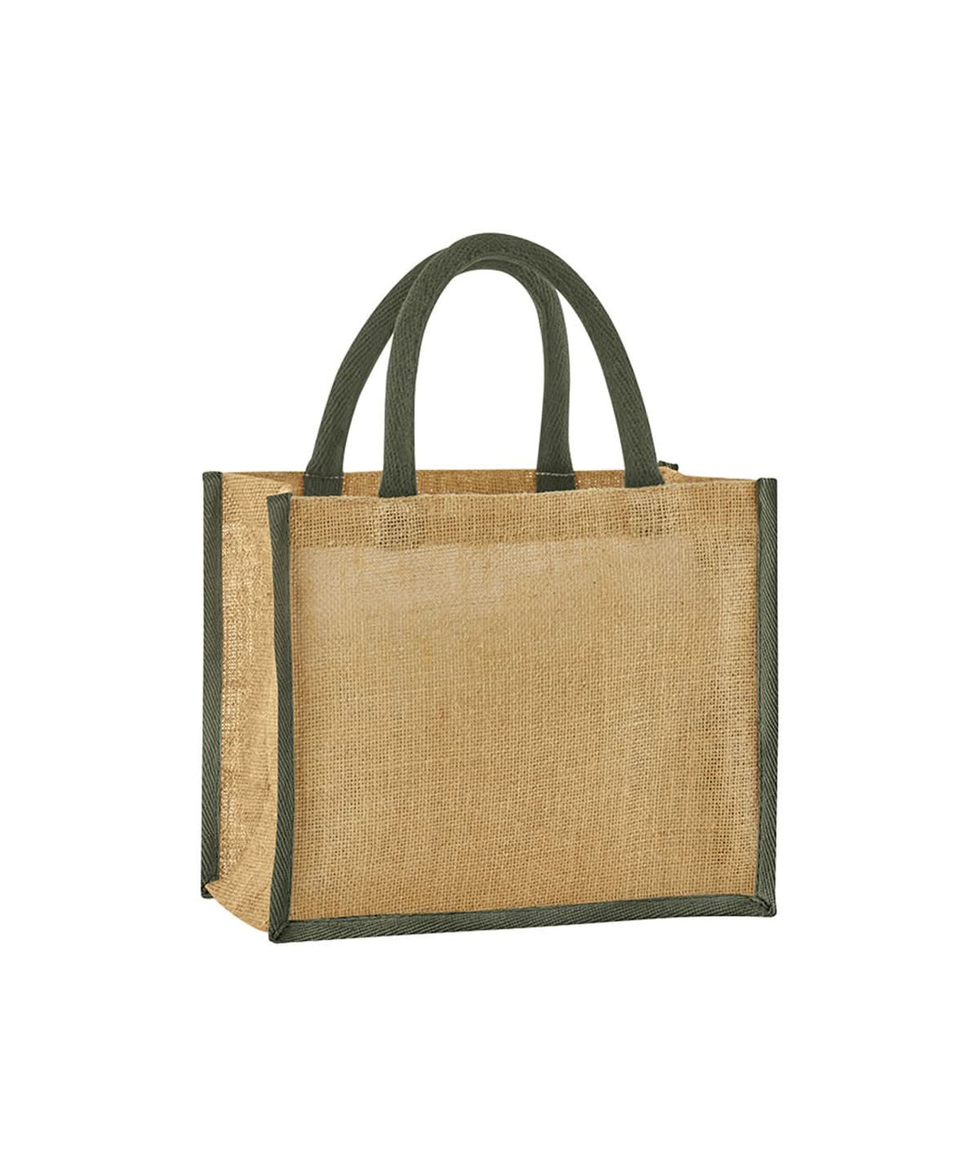 Westford Mill Natural Starched Jute Midi Tote WM473 - Natural Olive Green One size - Customisable Bags