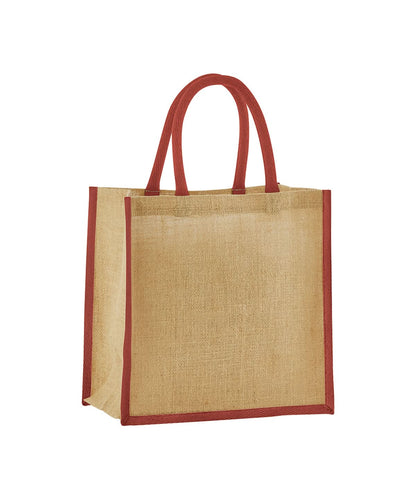 Westford Mill Natural Starched Jute Mini Gift Bag WM477 - Natural Orange Rust One size - Customisable Bags