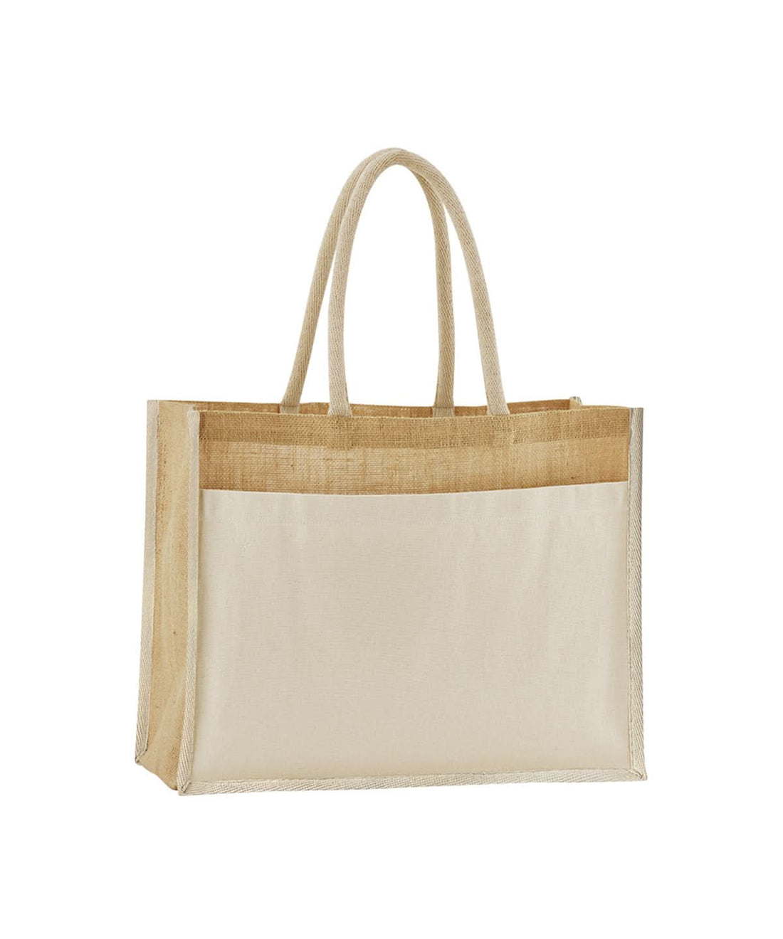 Westford Mill Cotton Pocket Natural Starched Jute Shopper WM480 - Natural One size - Customisable Bags