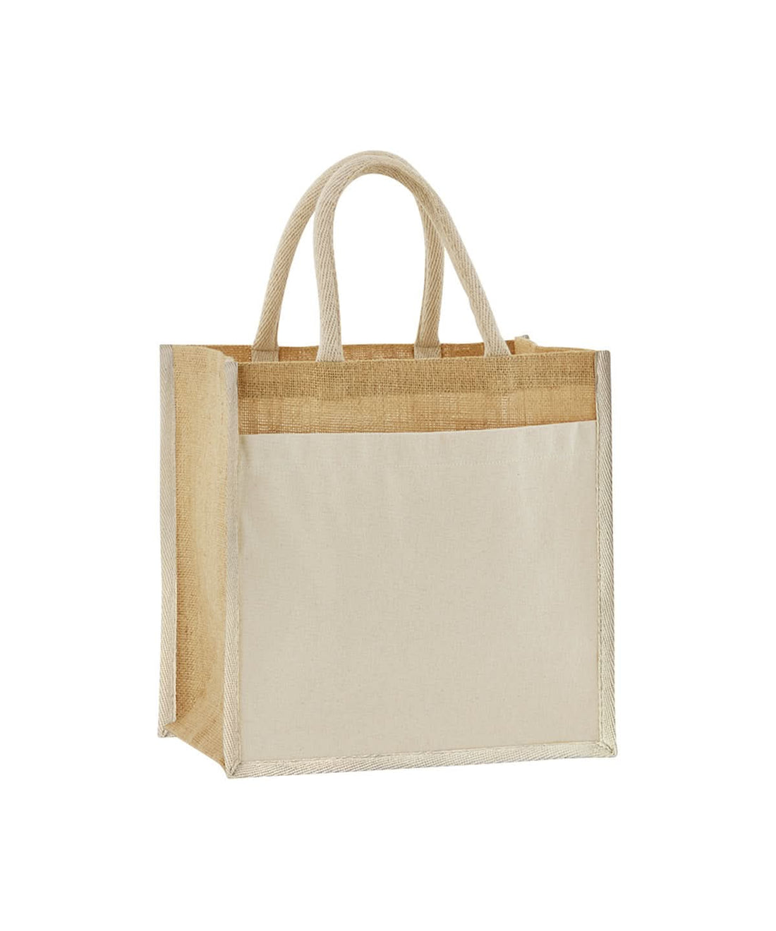 Westford Mill Cotton Pocket Natural Starched Jute Midi Tote WM483 - Natural One size - Customisable Bags
