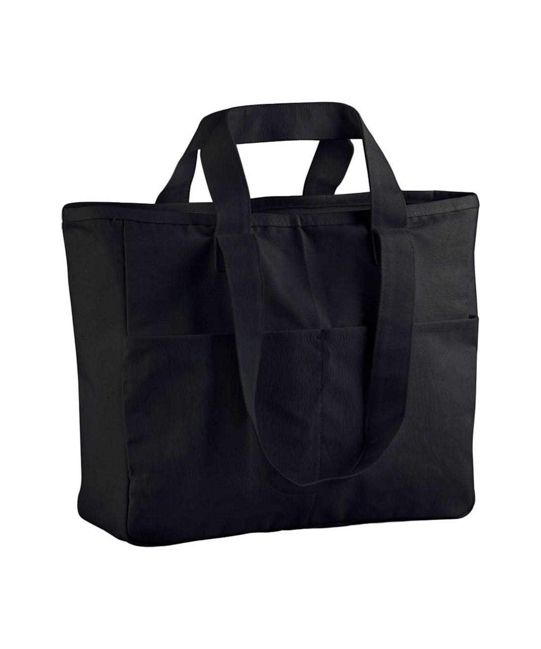 Westford Mill Double Handle Cargo Pocket Tote WM604 - Black One size - Customisable Bags