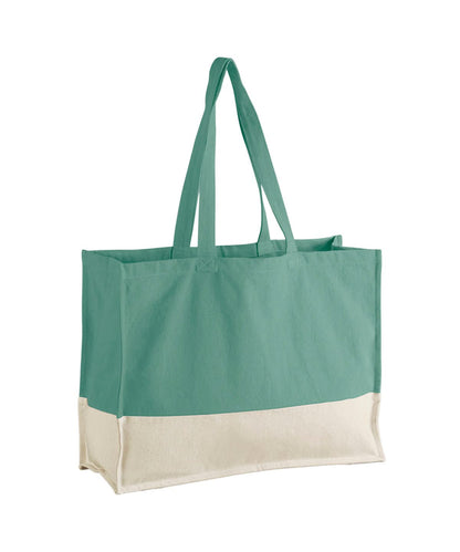 Westford Mill Earthaware Organic Contrast Shopper WM858 - Sage Green Natural One size - Customisable Bags