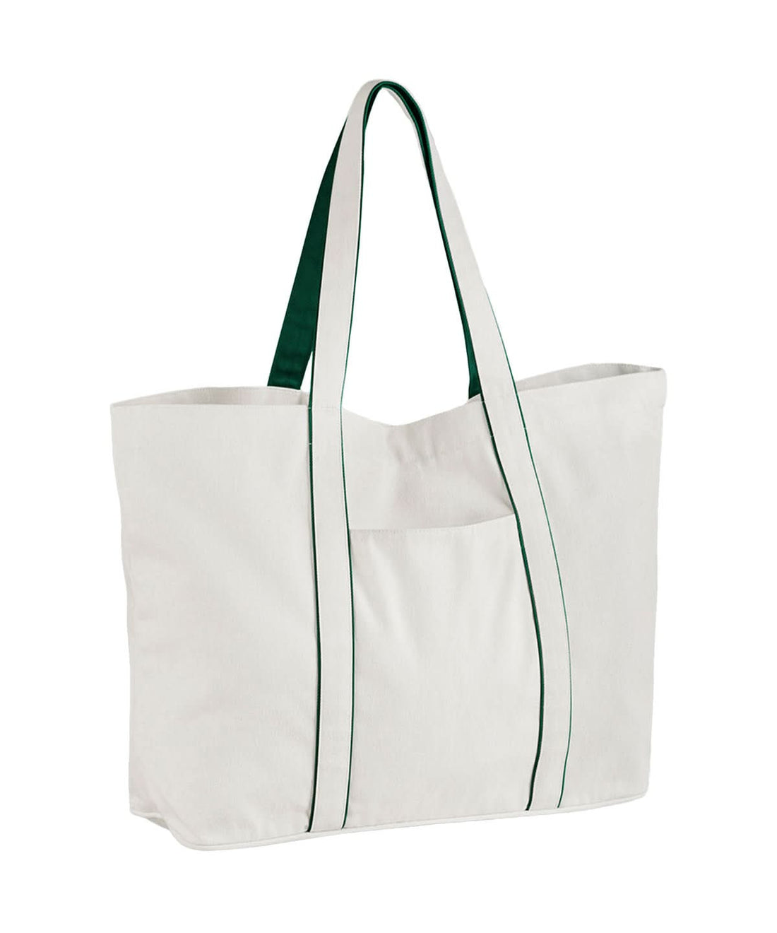 Westford Mill Courtside Large Tote WM952 - Soft White Bottle Green One Size - Customisable Bags