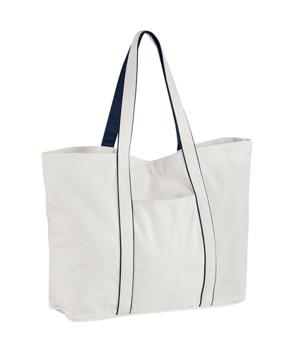 Westford Mill Courtside Large Tote WM952 - Soft White french Navy One Size - Customisable Bags