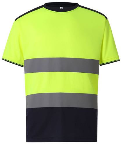 Yoko HV Two Tone T Shirt HVJ400 YK034 - Yellow Navy - Customisable Hi-Vis T-Shirts